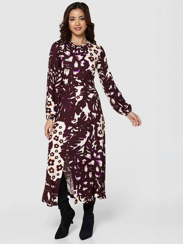 

Платье из крепа с листьями и цветами Closet London, цвет Maroon