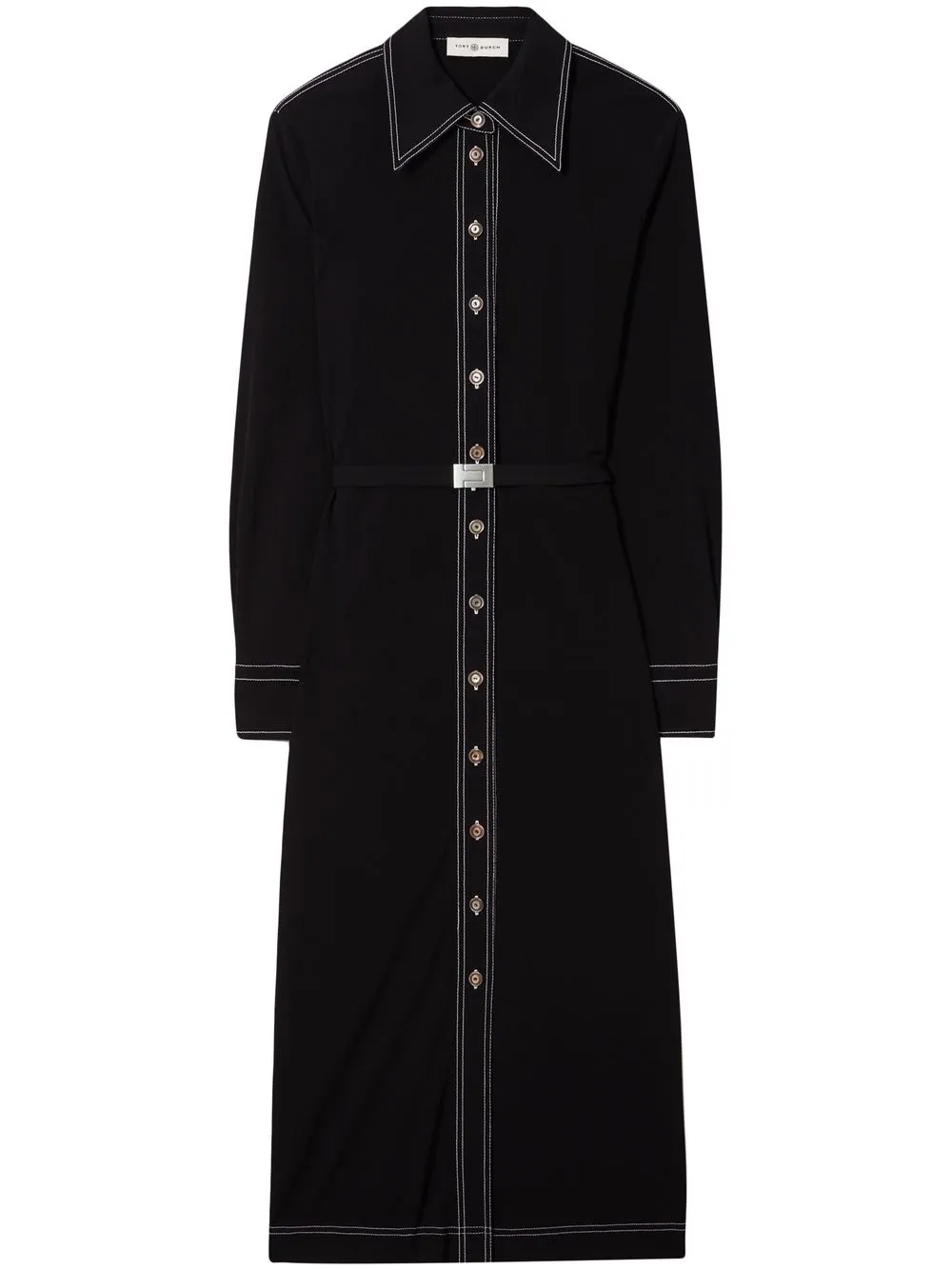 

Платье из джерси с воротником поло Tory Burch, черный