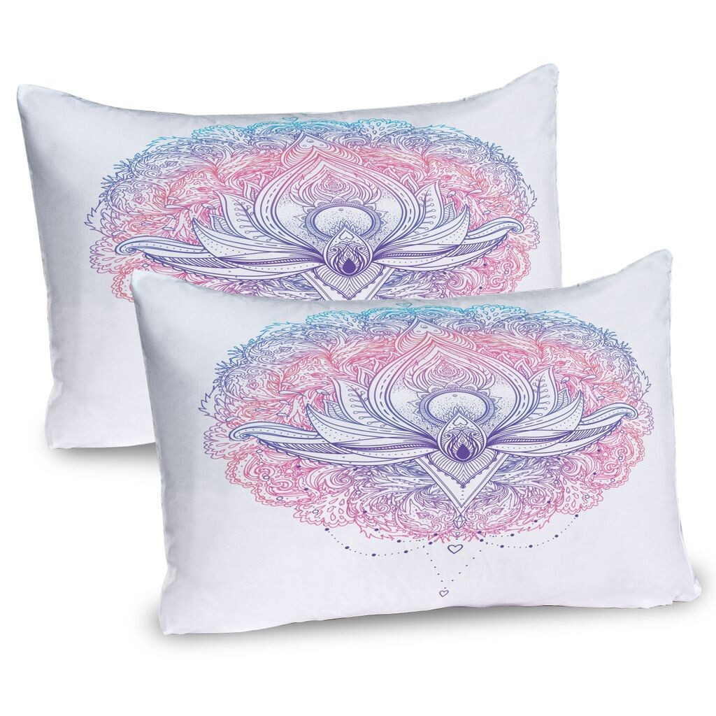 

ABAKUHAUS Rainbow Mandala Чехлы для подушек, набор из 2 шт., психоделический восточный мотив цветка лотоса с яркими узорами пейсли и завитками, чехол для подушки с декоративным принтом, 80 x 40 см, многоцветный
