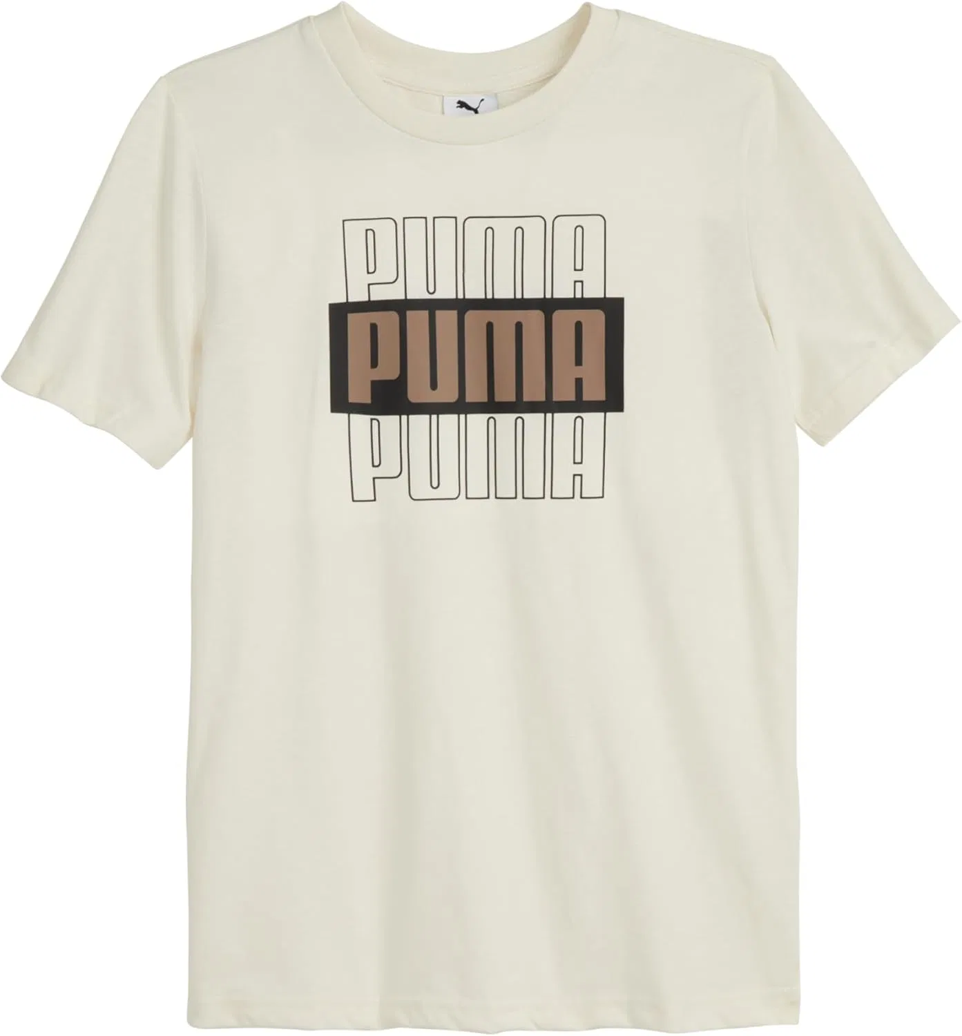 Детский комплект PUMA из 3 предметов: футболка с коротким рукавом из хлопкового трикотажа и соответствующие трикотажные брюки, серо-коричневый — фото 3