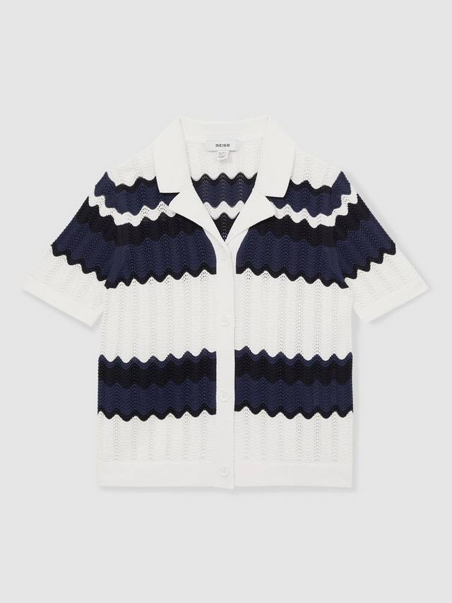 

Детская футболка Alba с волнистыми полосками Reiss, Navy