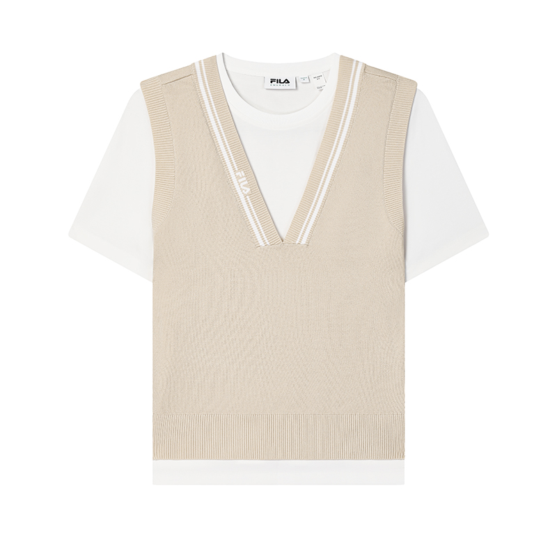 

FILA Футболка Women's Light Nude с круглым вырезом, умеренно прямого кроя, Бежевый, FILA Футболка Women's Light Nude с круглым вырезом, умеренно прямого кроя