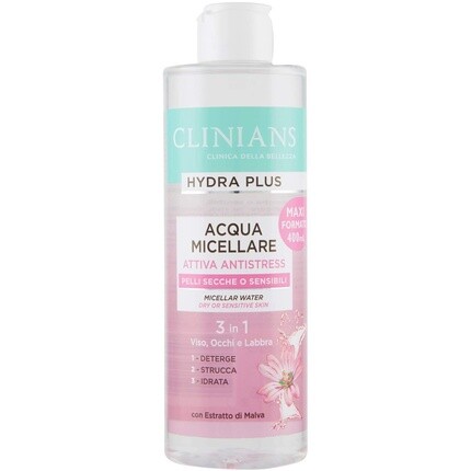 

Clinians Hydra Plus Мицеллярная антистрессовая вода с экстрактом мальвы для сухой и чувствительной кожи 400мл, Mirato Spa