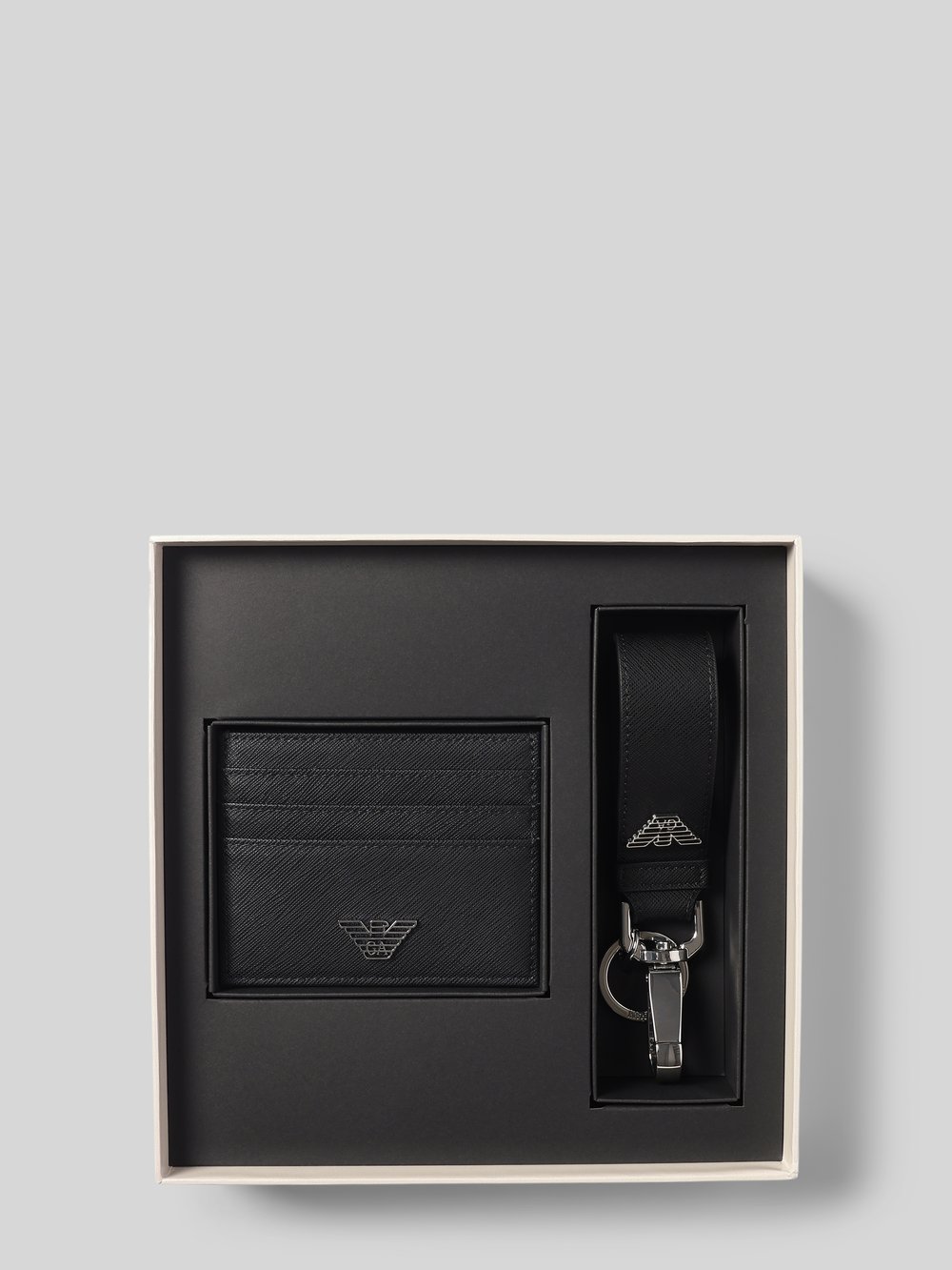 

Визитница с кольцом для ключей Emporio Armani, черный