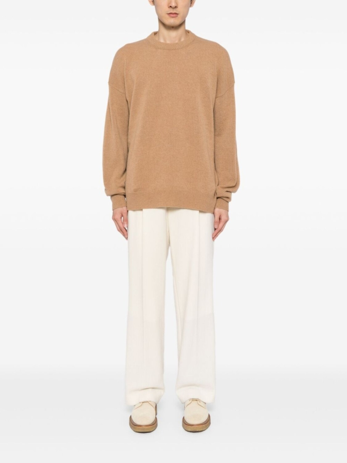 Jil Sander кашемировый джемпер с круглым вырезом, коричневый — фото 2