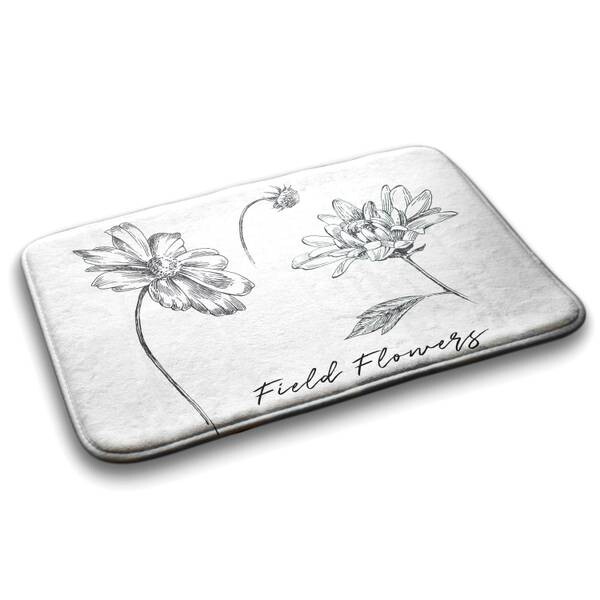 

Коврик для ванной Tulup Blumen Skizze, 90x1x90 см, белый