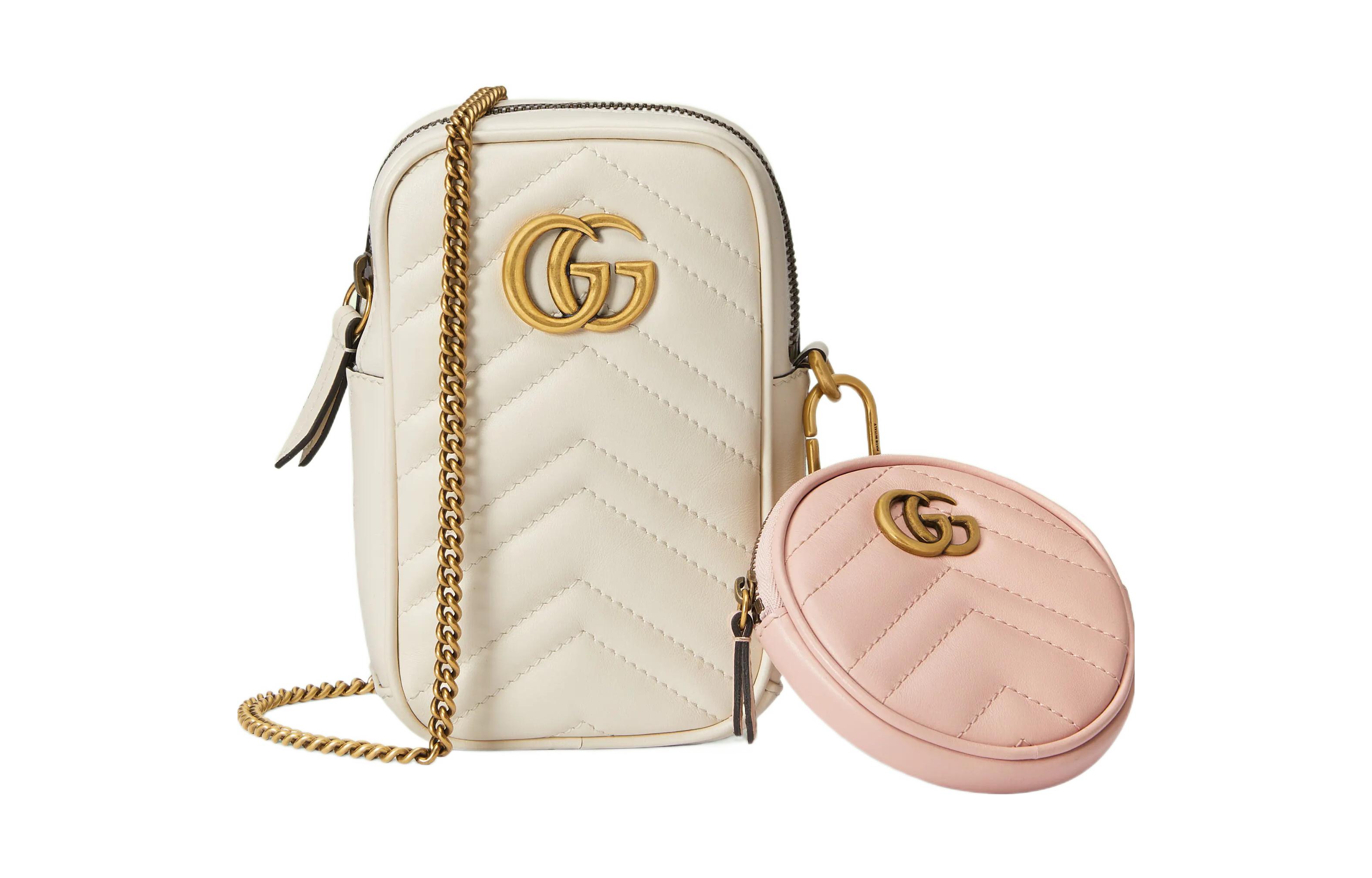 

GUCCI GG Marmont кожаный кошелек-монетница мини женский white