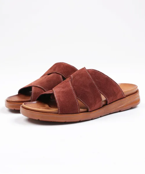 Мужские сандалии из натуральной кожи Antique Italy Suede Cognac BRENOWELT коричневые