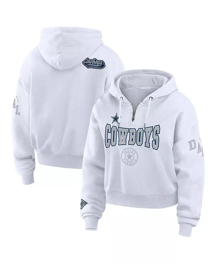 

Женская белая толстовка с капюшоном и застежкой-молнией размера «плюс» с нашивкой Dallas Cowboys WEAR by Erin Andrews