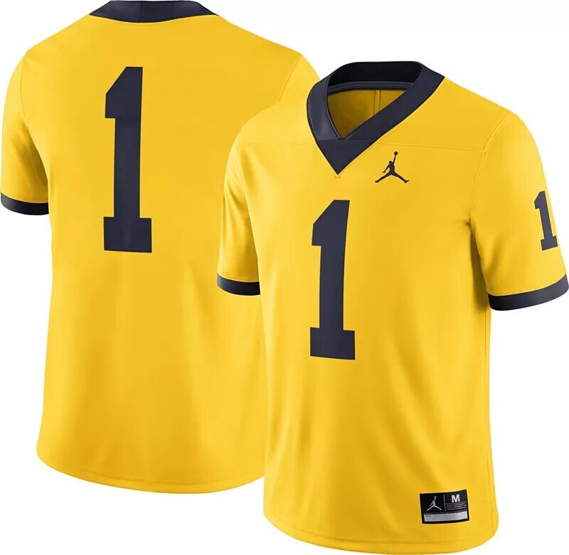 

Мужская футбольная майка Jordan Michigan Wolverines #1 Maize Alternate Dri-FIT Game