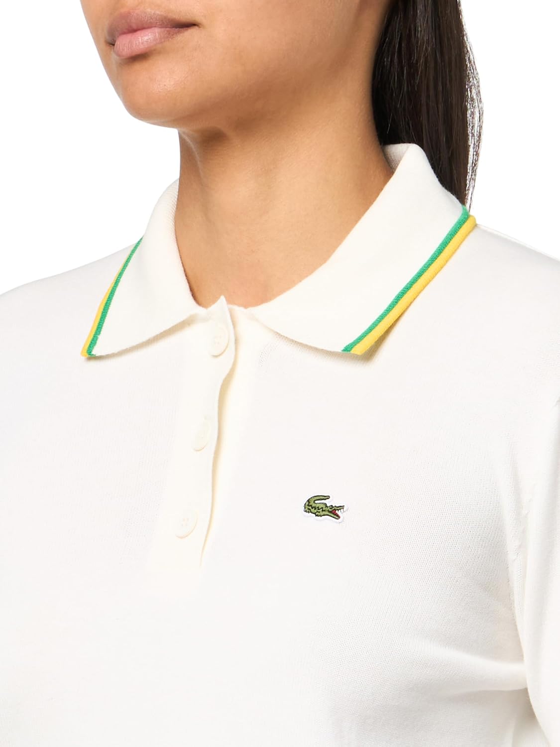 Поло Lacoste 3D Бесшовное, Flour/Pineapple/Green — фото 3