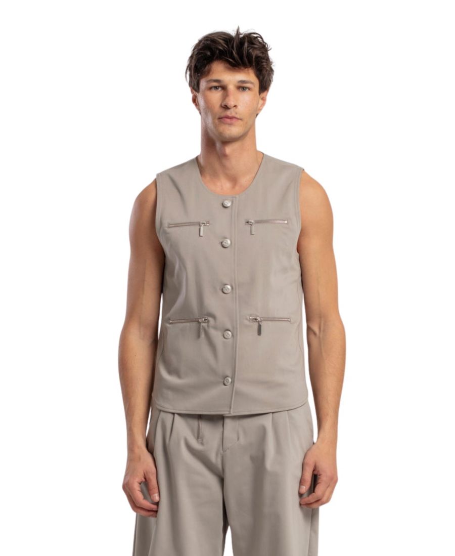 

Женский/Мужской хлопковый тканый жилет с застежкой-молнией PCFG, Moon rock