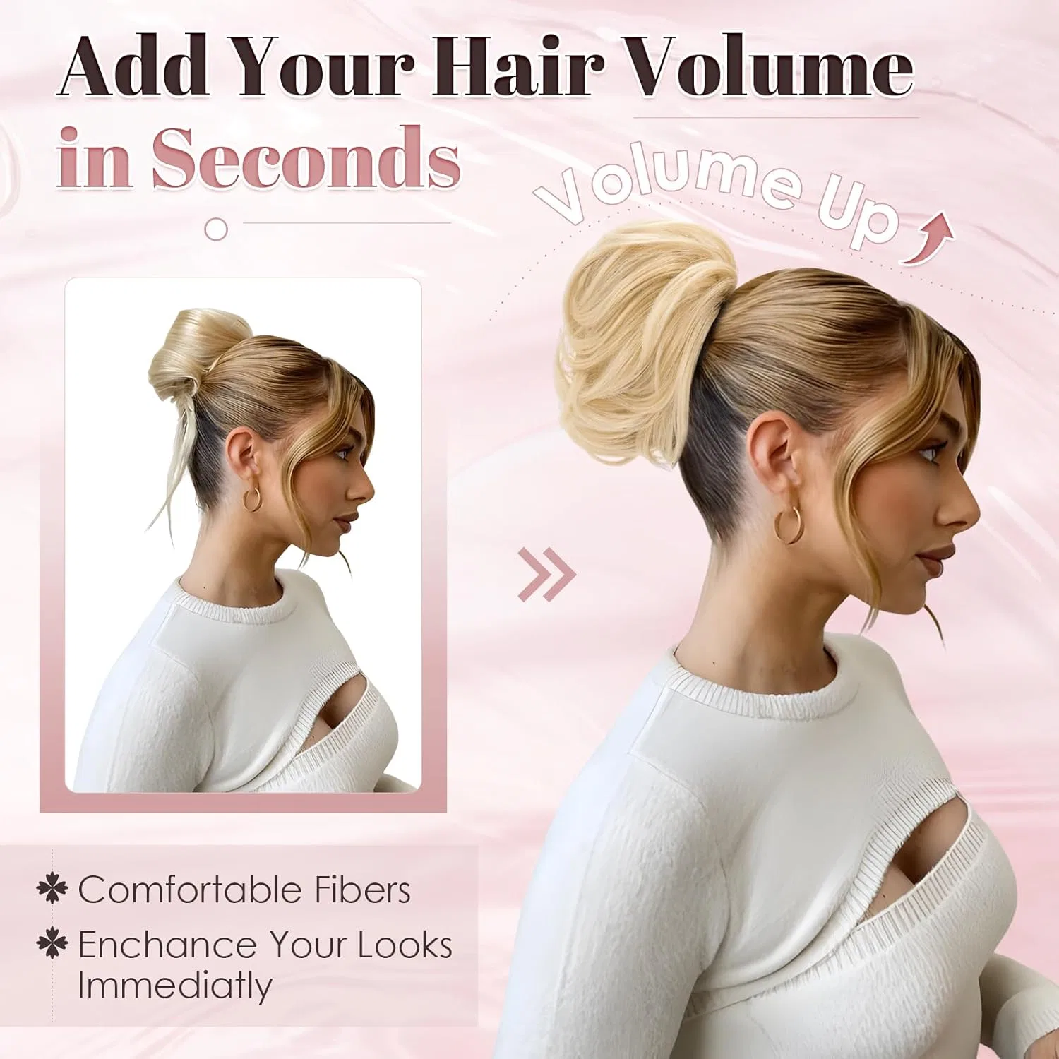 Шиньон «Messy Bun» с эластичной резинкой от Benehair Benehair, Brown & Blonde — фото 2