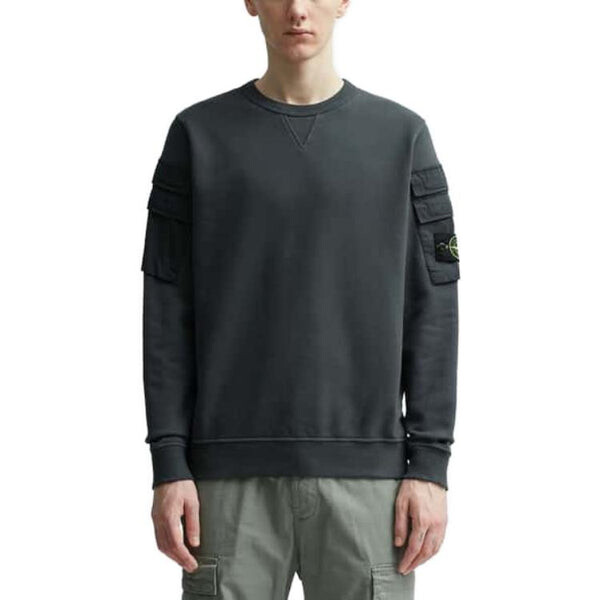Толстовка sleeve pockets crewneck 'lead grey' Stone Island, серый — фото 3