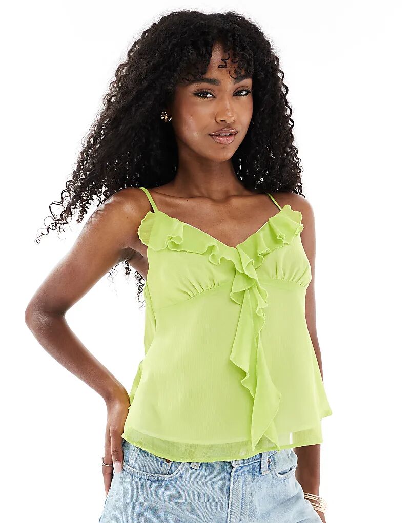 

Топ Miss Selfridge с шифоновым лифом и оборками цвета лайма