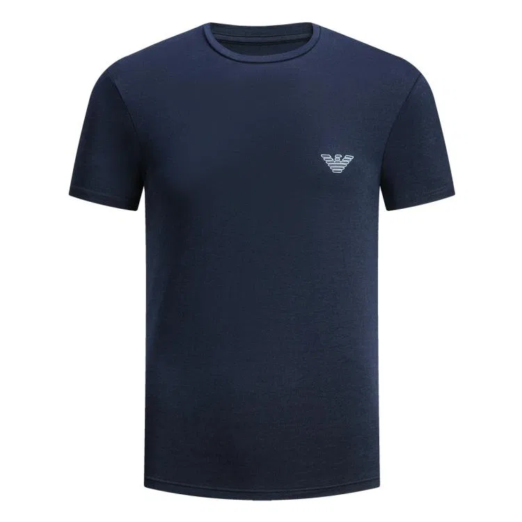 Футболка унисекс темно-синяя с круглым вырезом, прямой крой EMPORIO ARMANI, Dark Blue