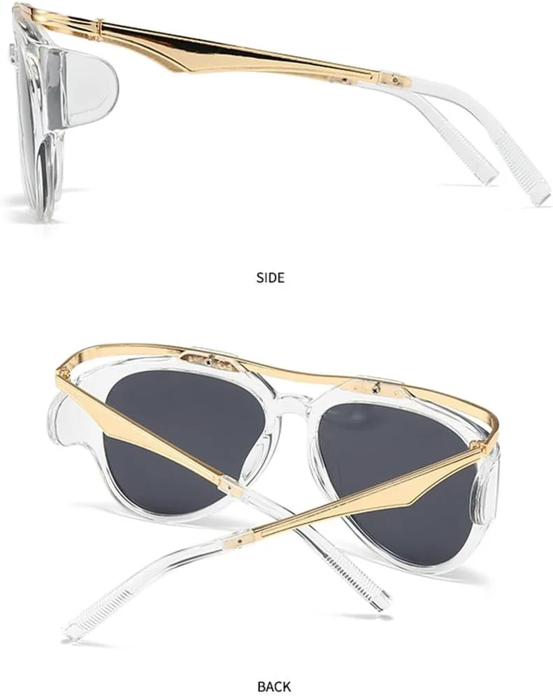 

Большие овальные солнцезащитные очки в стиле панк для женщин и мужчин, винтажные круглые солнцезащитные очки в металлической оправе для женщин WNCKSQ, Transparentgray