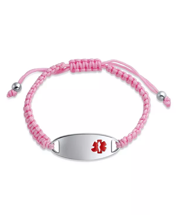

Медицинский браслет с розовым плетеным шнуром и застежкой из нержавеющей стали Bling Jewelry, pink