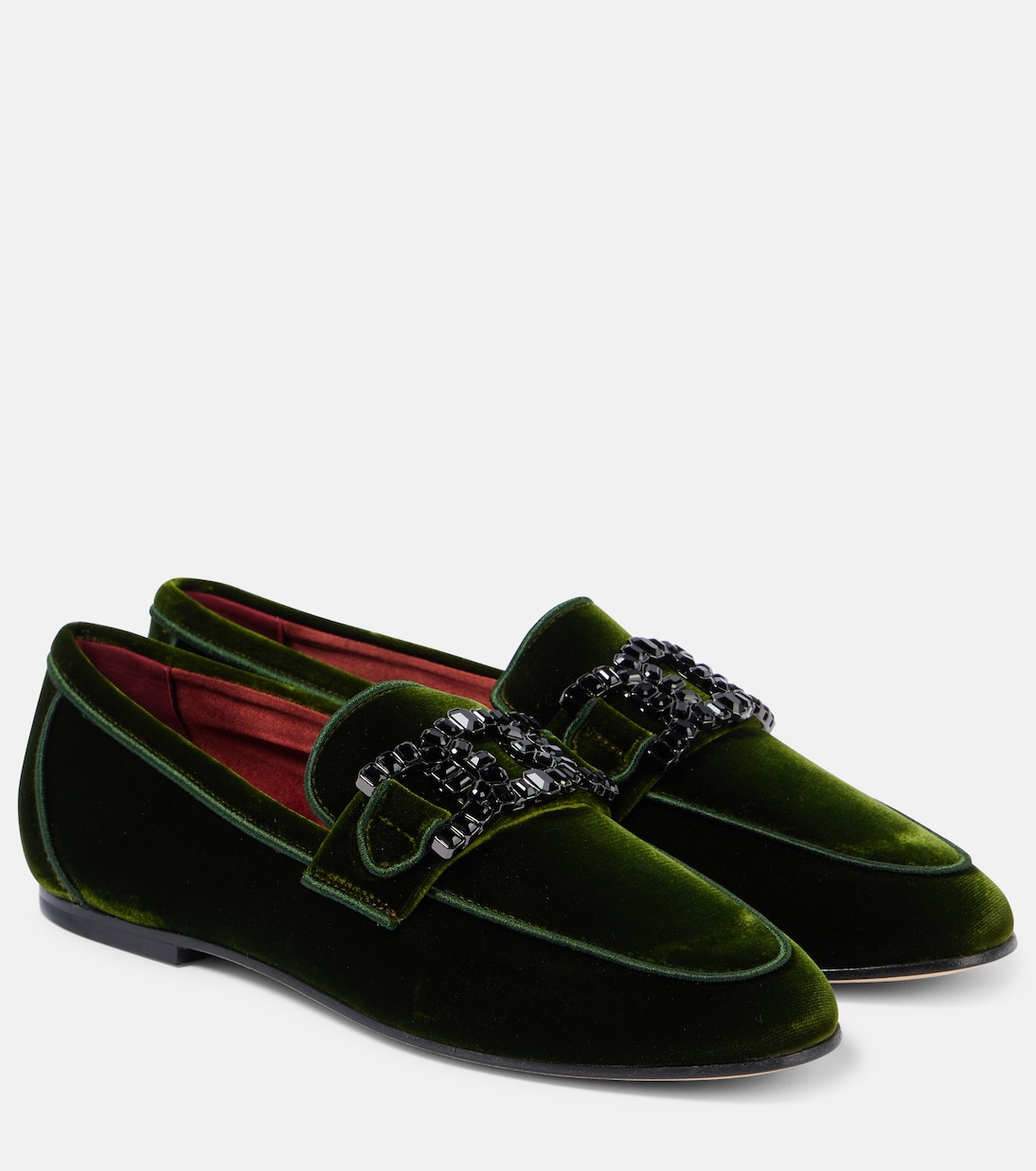 Бархатные мокасины с декором от Кейт Tod's, Verde Inglese