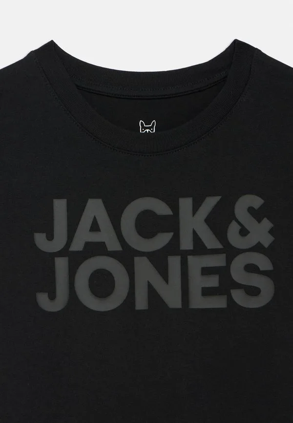 Футболка с логотипом jjecorp и принтом на воротнике. Jack & Jones Junior, Black — фото 3