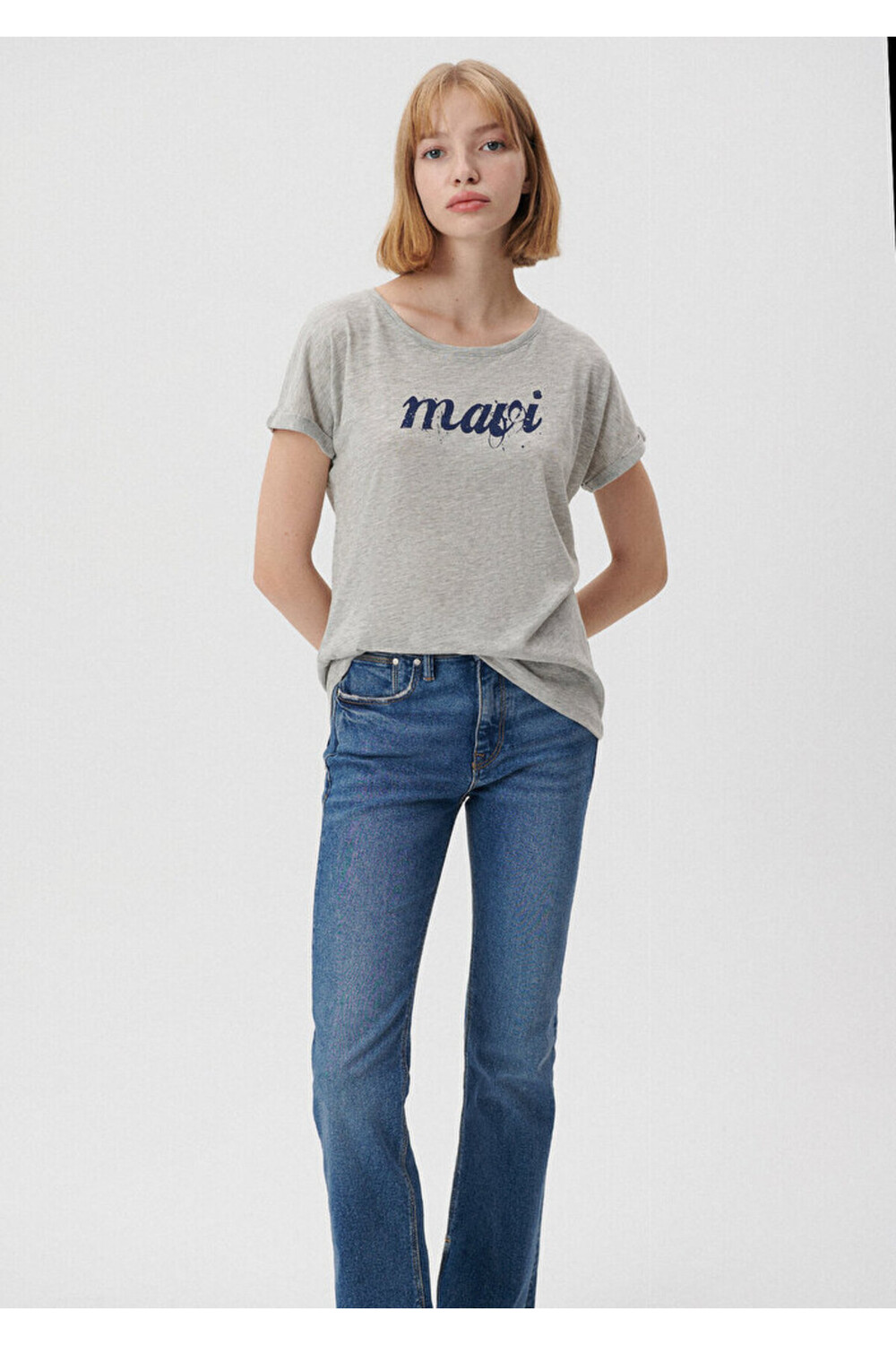 

Серая футболка с логотипом Slim Fit/Slim Fit Mavi, серый