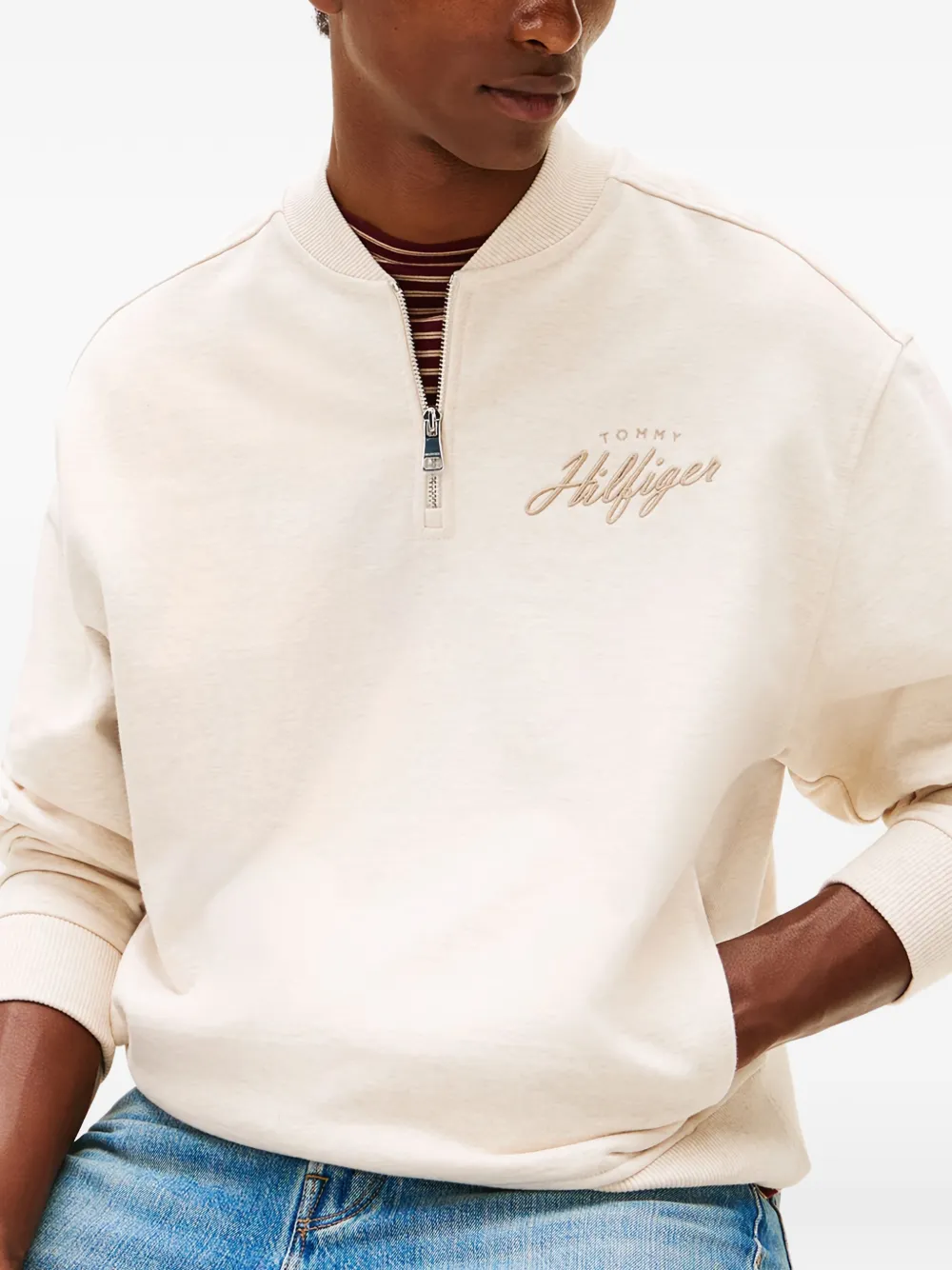 Свитшот с полу-молнией Tommy Hilfiger, бежевый — фото 4