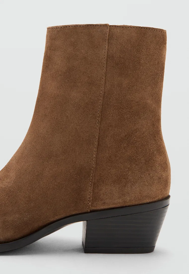 Мужские замшевые ботинки на каблуке, модель Heel Suede Ankle Boots Mango, коричневый — фото 3