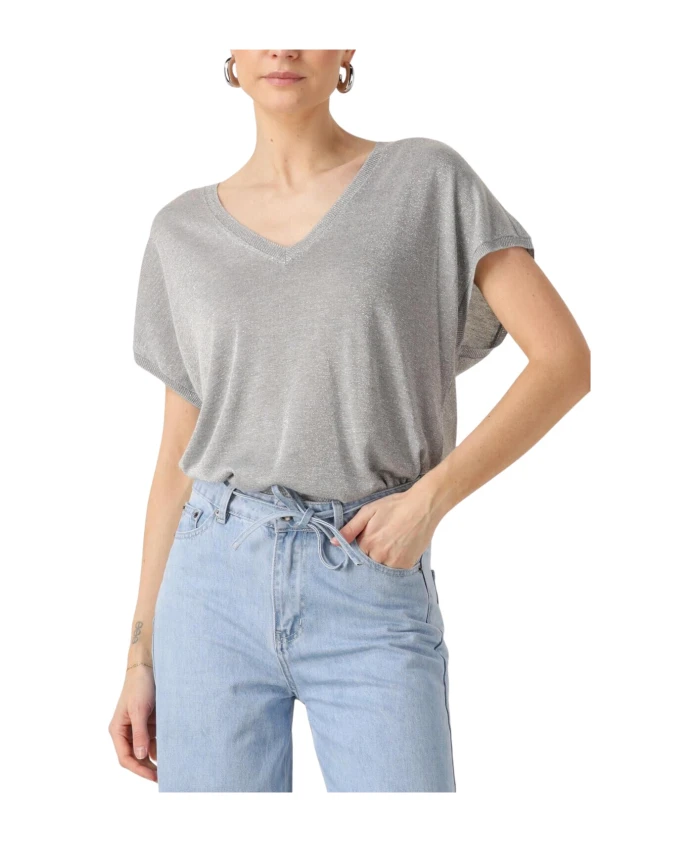 

Вязаная футболка с рукавами-летучей мышью Carlina Minus, серый