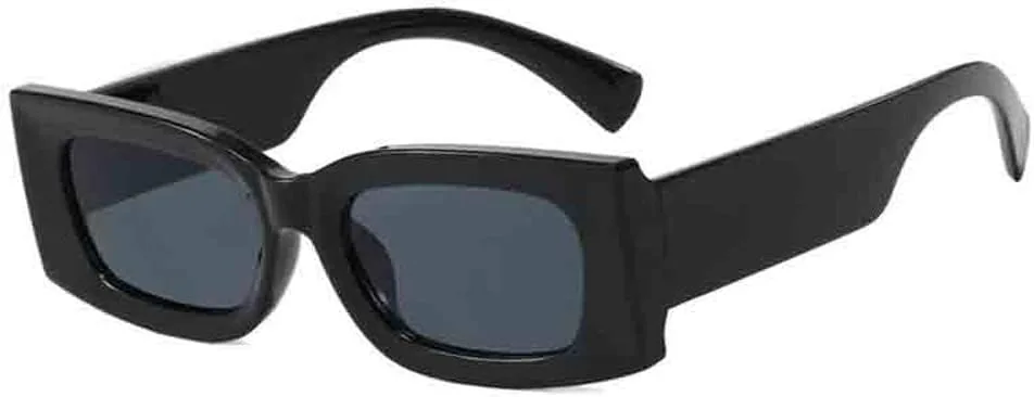 

Женские солнцезащитные очки, модные, в винтажной оправе, прямоугольные, для путешествий, женские очки с защитой от УФ-излучения UV400 TKKTLLT, Black Gray