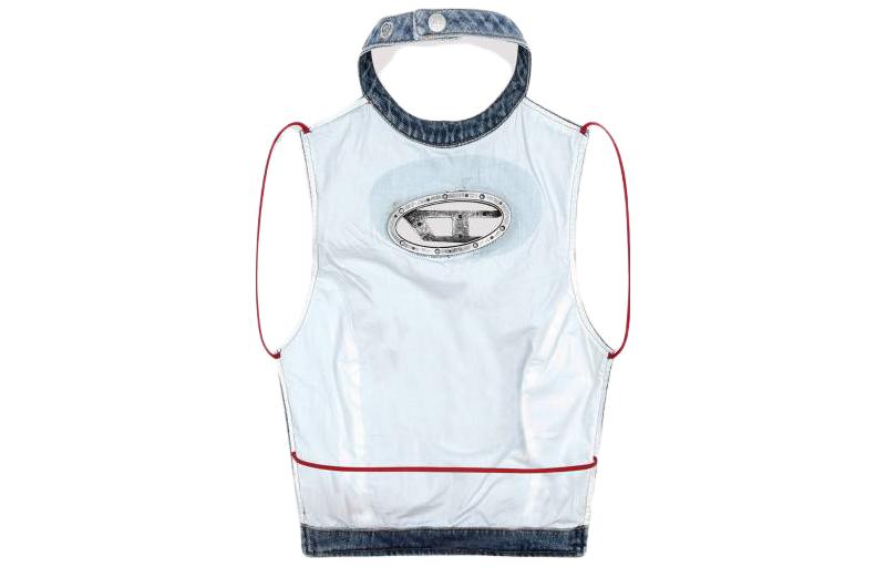 DIESEL Джинсовая блузка Thea Fringes D Logo 'Blue' — фото 4