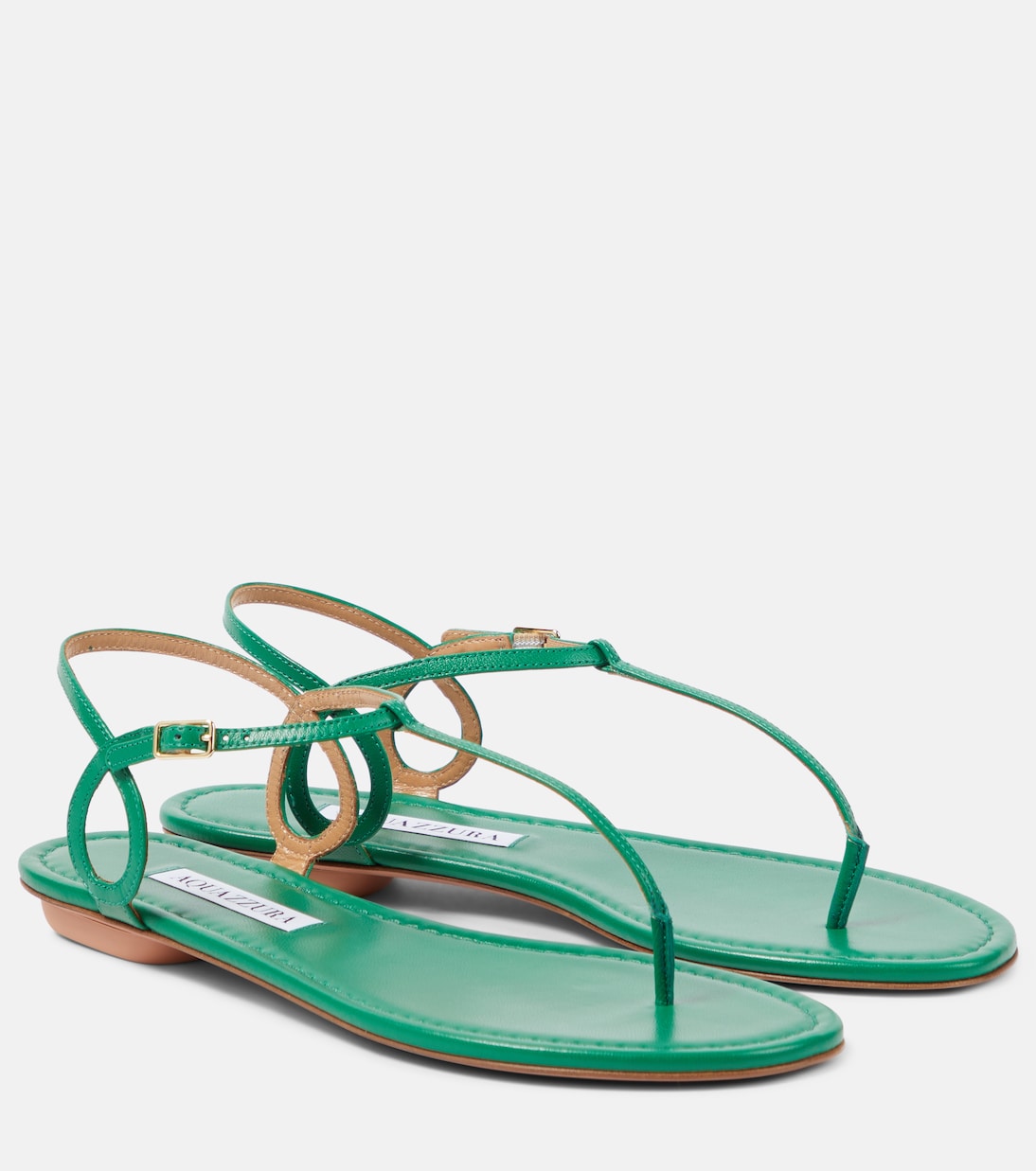 Сандалии-шлепки Almost Bare из кожи Aquazzura, Rich Emerald
