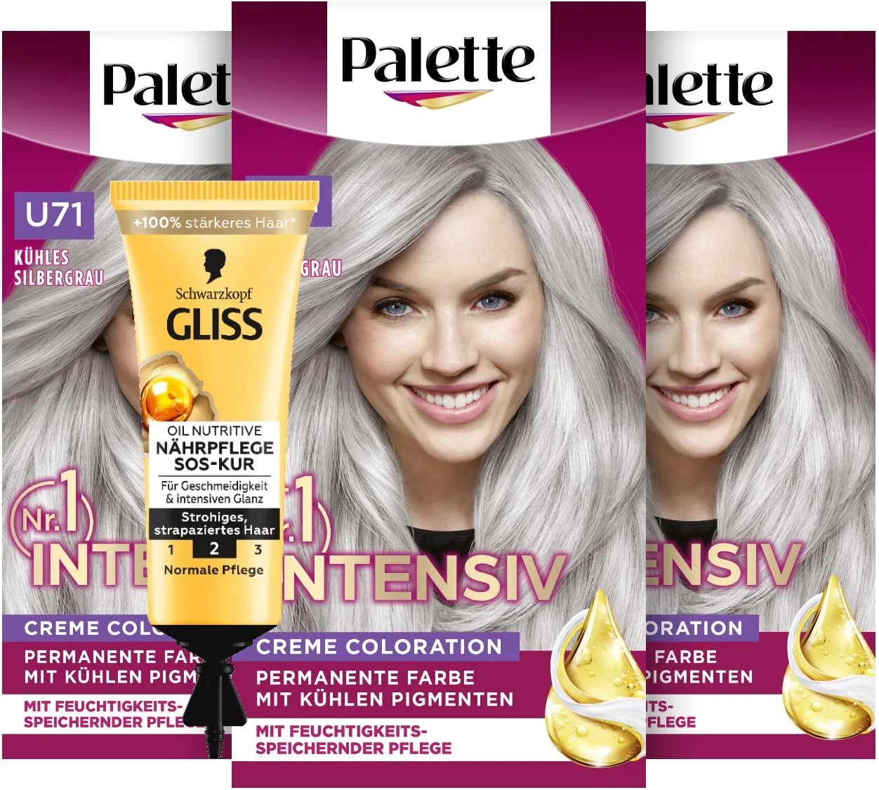 Стойкая крем-краска для волос Palette Intensive Cream Coloration U71 Cool Silver Grey Palette