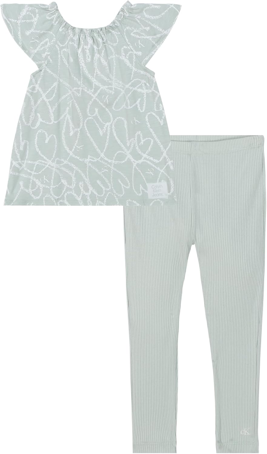 

Комплект из 2 предметов: туника и леггинсы Calvin Klein для девочек, Mercury/Egret