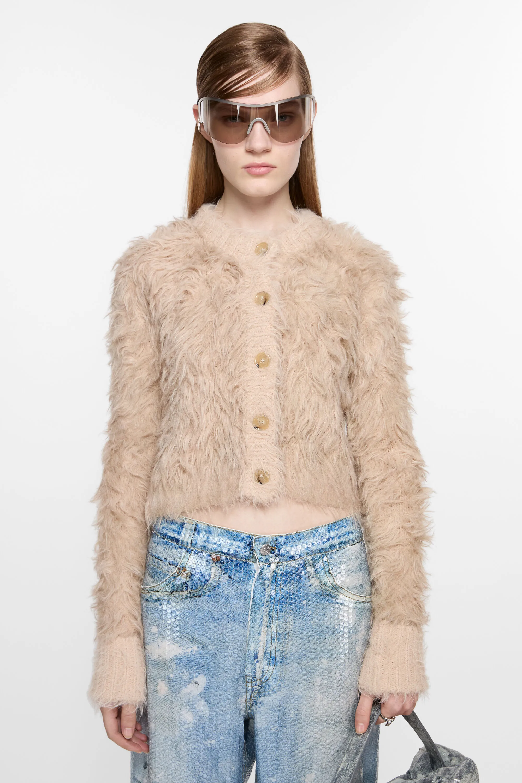

Кардиган текстурированный Acne Studios, бежевый