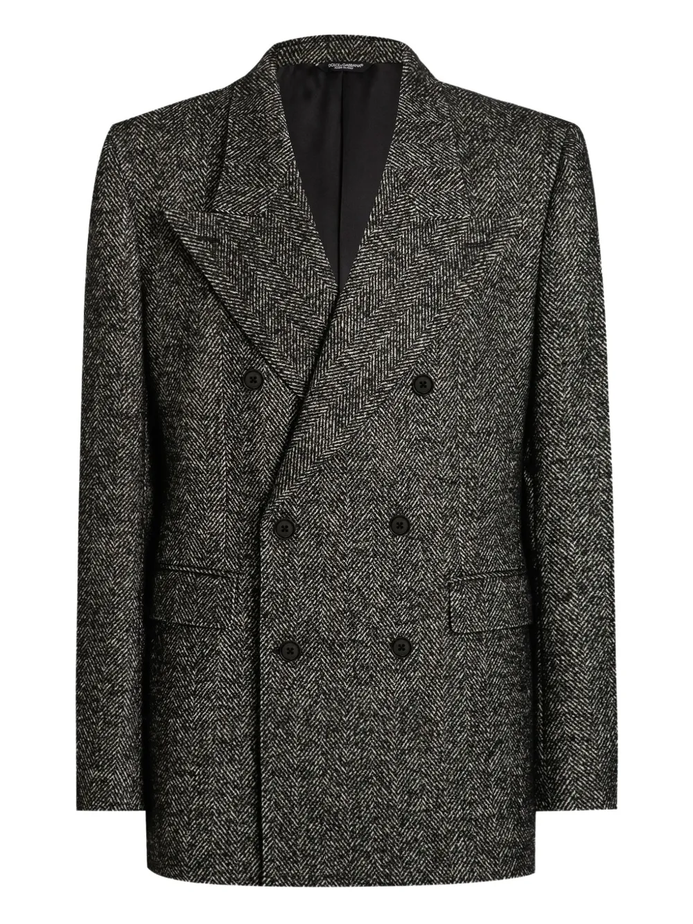 

Двубортный пиджак с узором в елочку DOLCE & GABBANA, серый