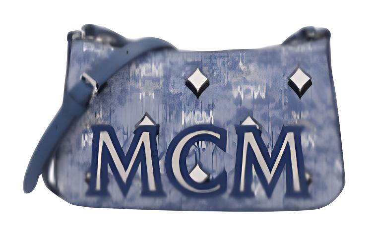 

Плечевая сумка MCM Mini из лакированного полотна, синяя