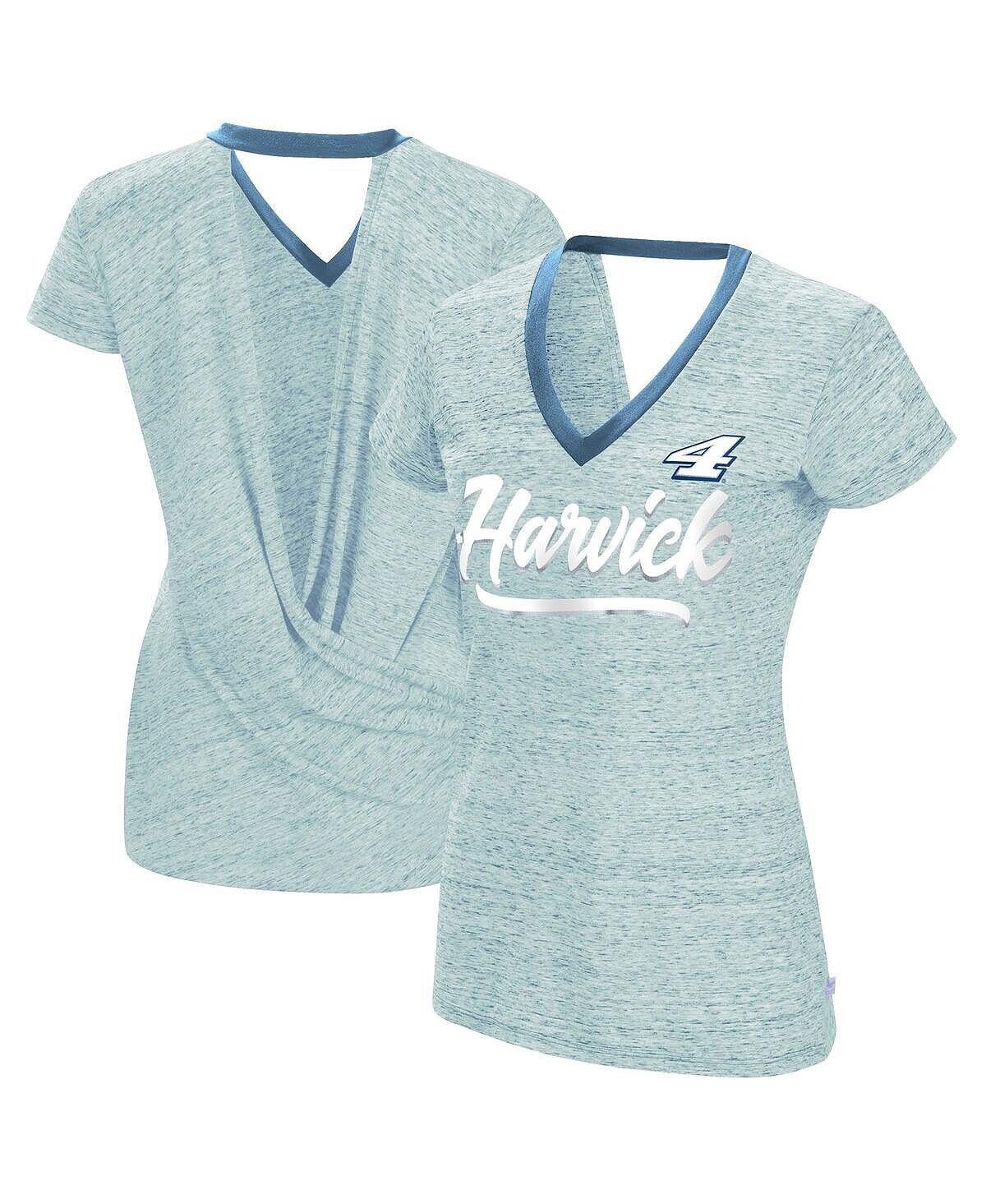

Женская футболка с запахом на спине Heather Powder Blue Kevin Harvick Halftime Touch