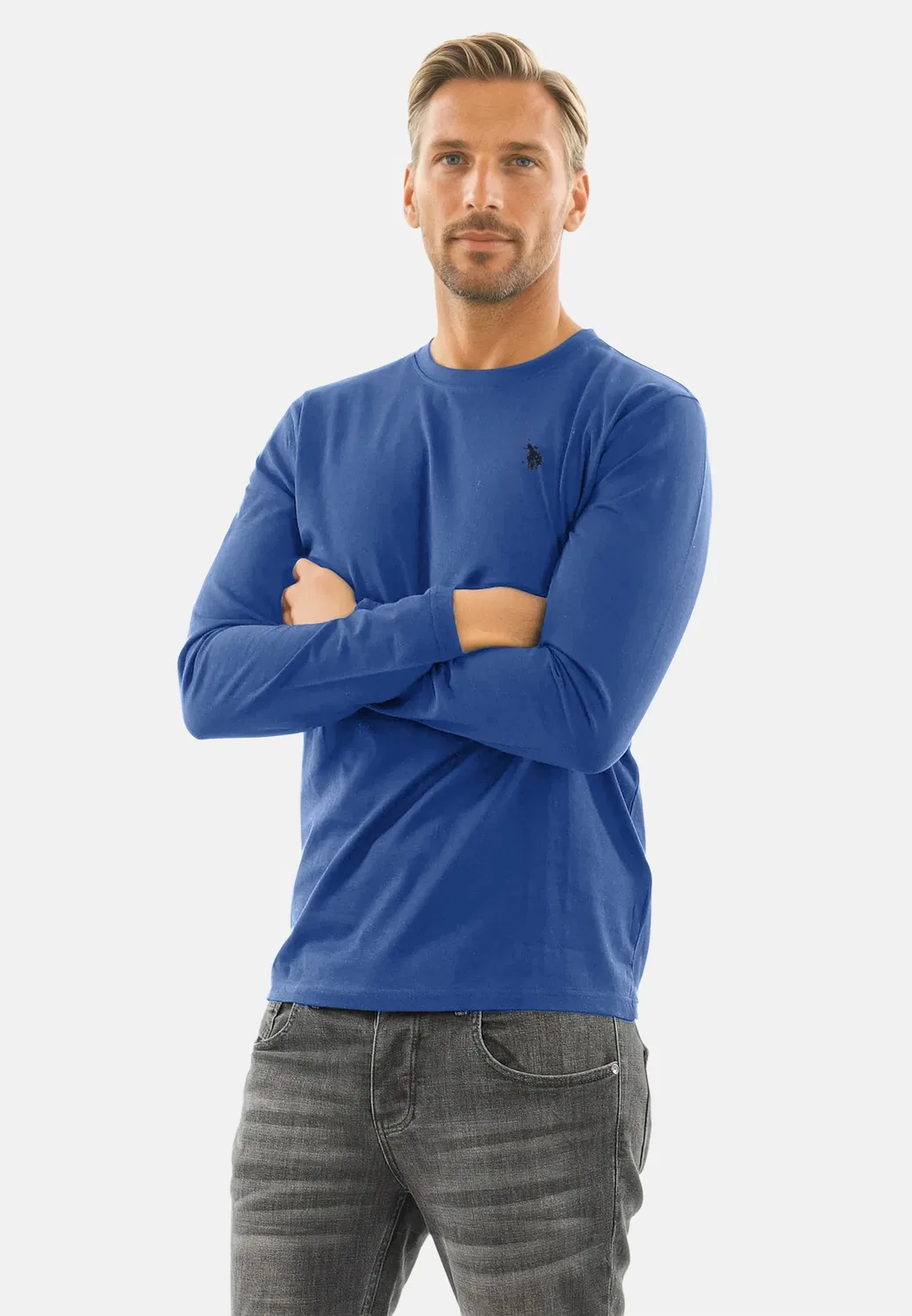 Лонгслив, хлопковый U.S. Polo Assn., синий