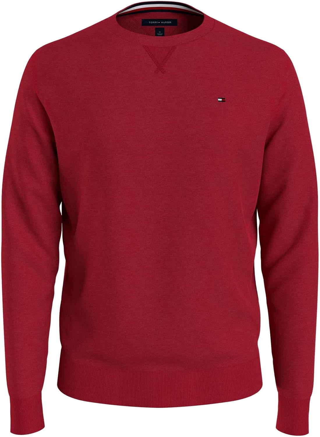 Мужской однотонный свитер с круглым вырезом Tommy Hilfiger, Haute Red — фото 3