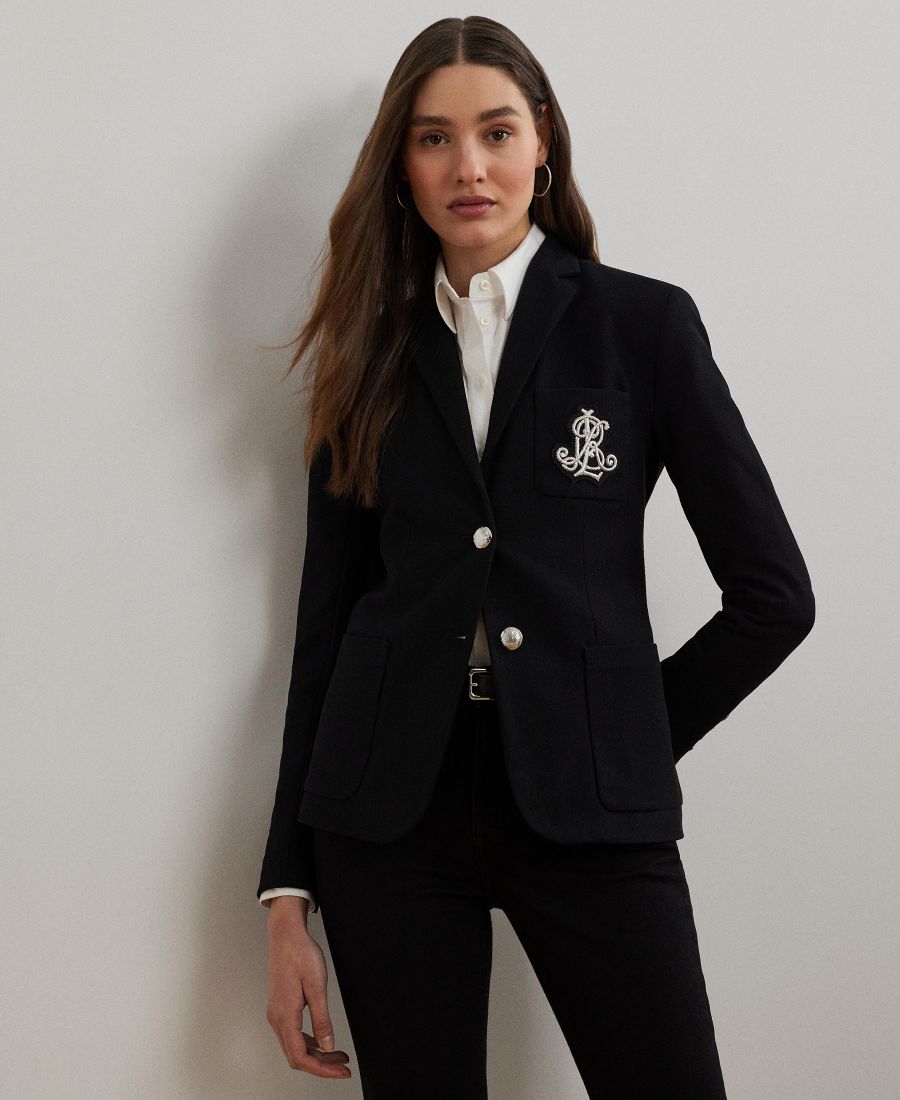 

Жаккардовый блейзер с вышивкой булиньон, размеры P/XS-3X Lauren Ralph Lauren, Polo Black
