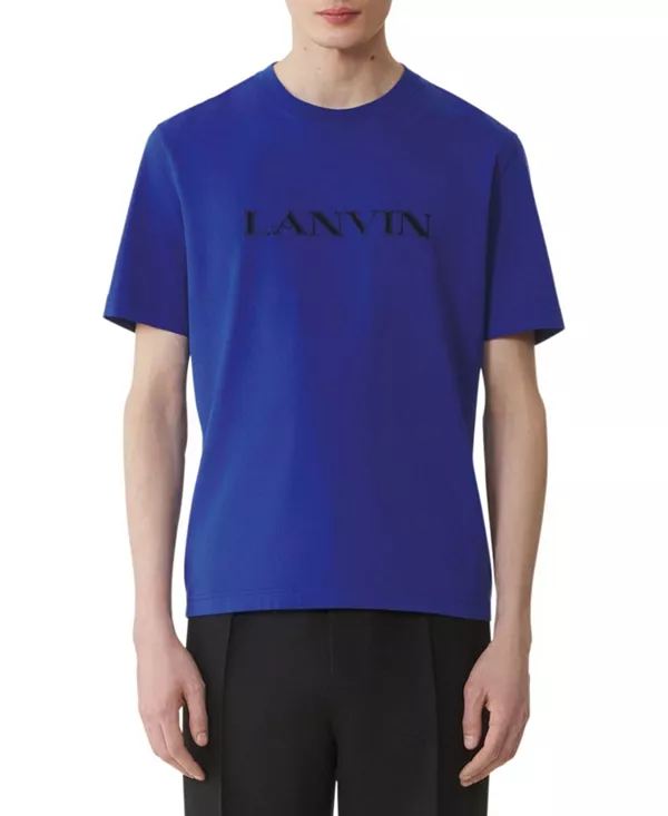 

Вышитая хлопковая футболка Lanvin, синий