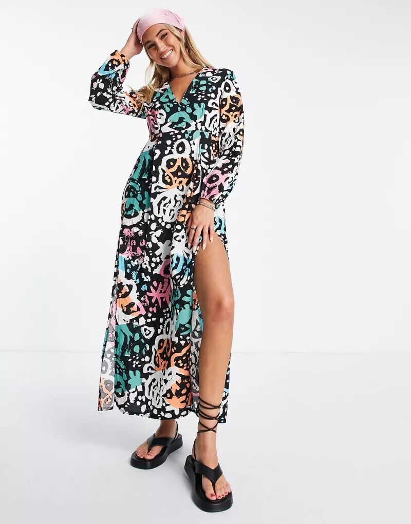 

Разноцветное платье макси с графичным рисунком ASOS KENYA