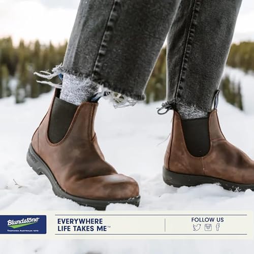 Кожаные зимние термоботинки Blundstone Chelsea на подъем, темно-коричневый — фото 2