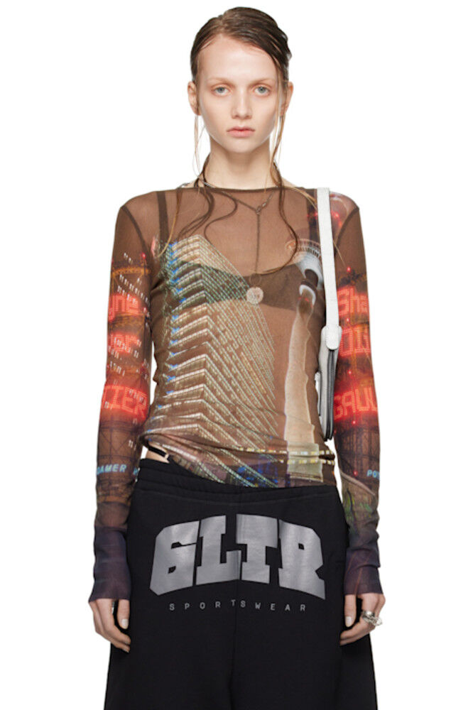 

Коричневая футболка с длинным рукавом Shayne Oliver Edition Jean Paul Gaultier