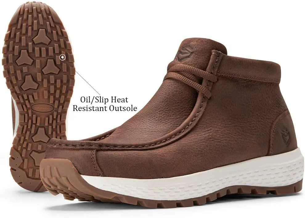 Мужские ботинки SUREWAY Chukka, легкие и прочные кожаные рабочие ботинки с носком-мокасином, модные для походов, вождения, Челси-ботинки для комфорта в любую погоду (офис, повседневная носка, нарядные) — фото 4