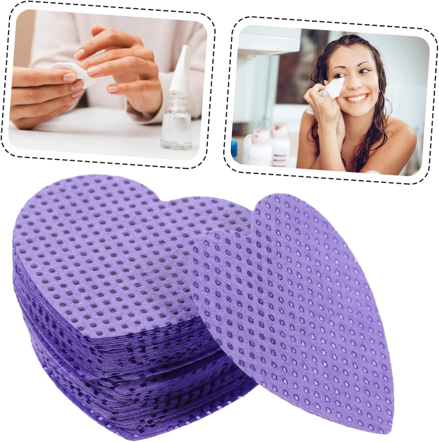 Салфетки для снятия лака Healeved, 200 шт, фиолетовые — фото 4