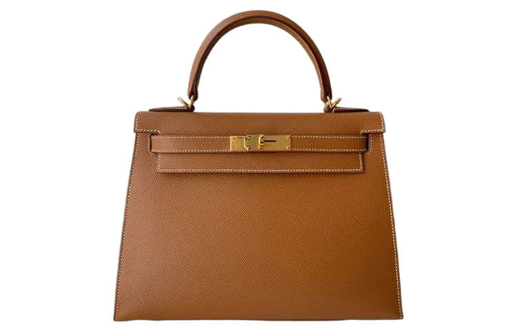 

HERMES Сумка-тоут Kelly Epsom Leather, женская, золотисто-коричневого цвета