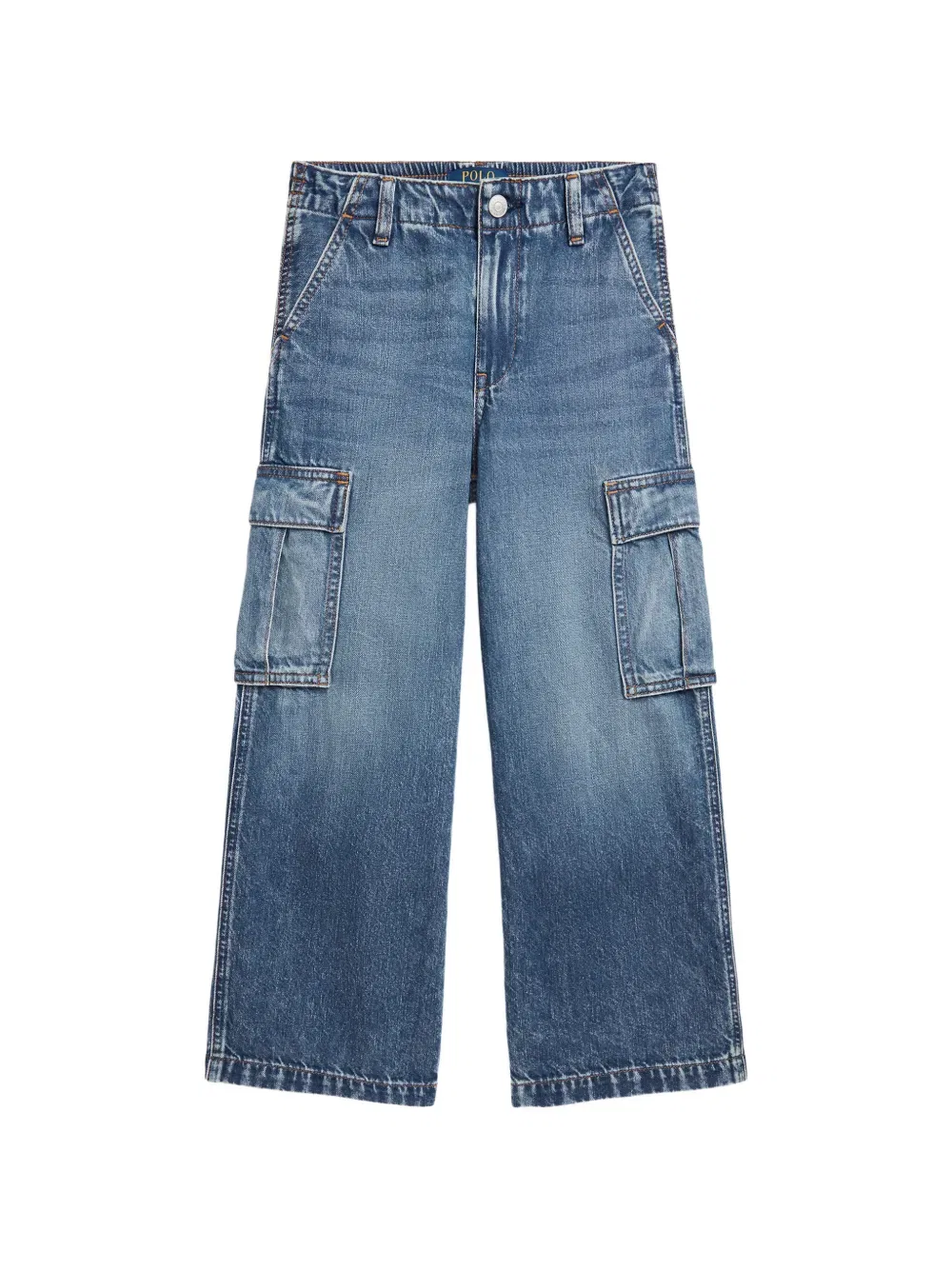 Джинсы с эластичным поясом и накладными карманами Polo Ralph Lauren Kids, синий