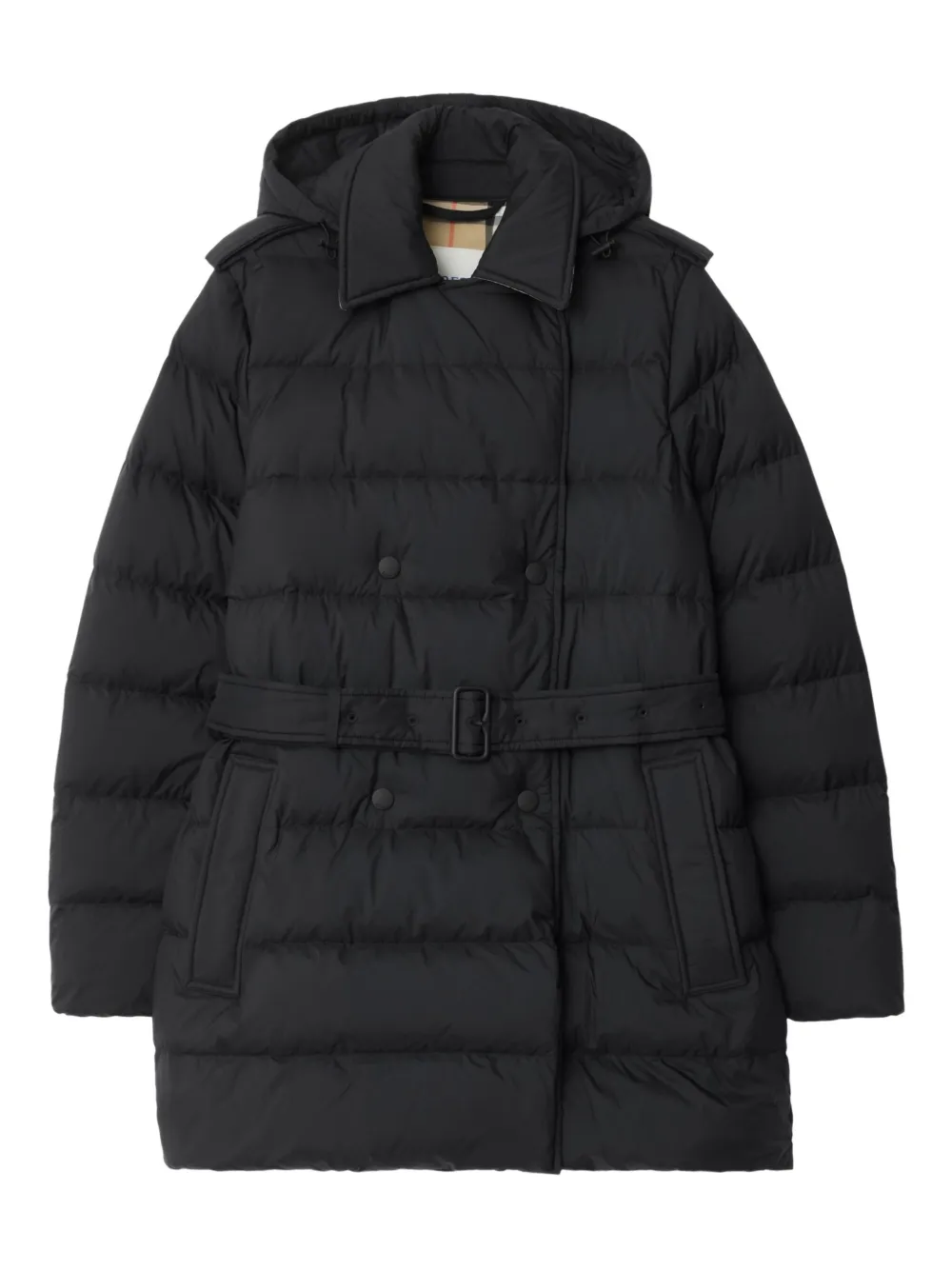 

Пуховик с капюшоном и поясом BURBERRY, черный