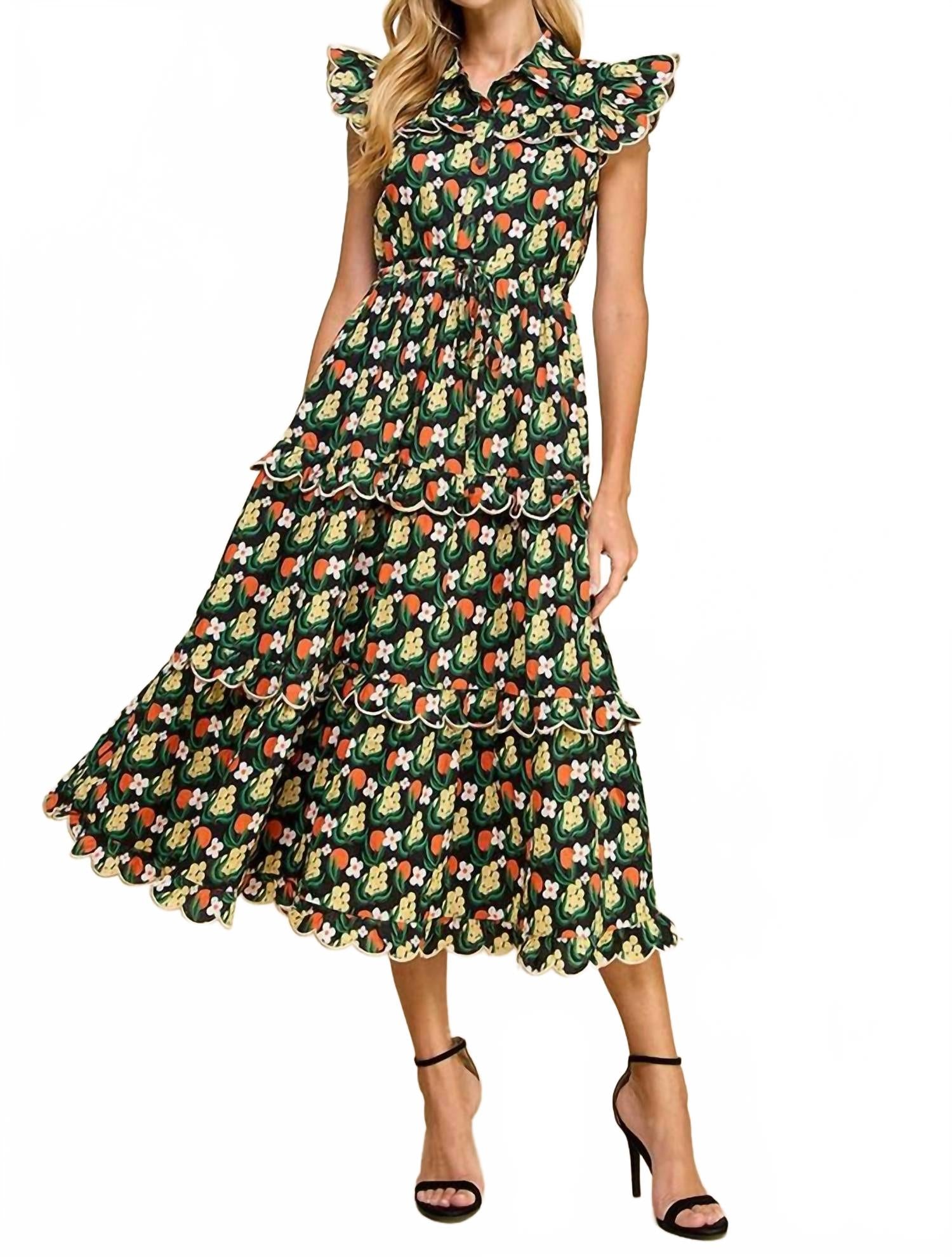 

Татум платье миди в черном мульти TCEC